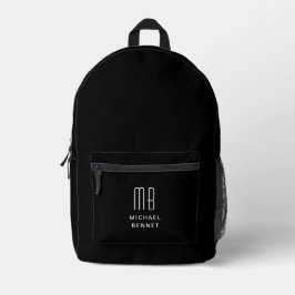 Elegantes Mit Monogramm Schwarzes Weiß Bedruckter Rucksack