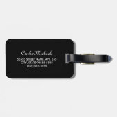 Elegantes mit Monogramm Schwarzweiss-Damast-Muster Gepäckanhänger (Rückseite horizontal)