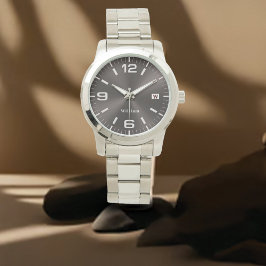 Elegantes, Mit Monogramm Silber gestreift Armbanduhr