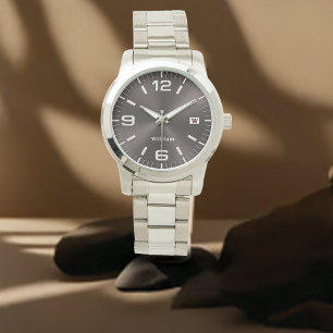 Elegantes, Mit Monogramm Silber gestreift Armbanduhr