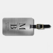 Elegantes, Mit Monogramm Silber gestreift Gepäckanhänger (Vorderseite horizontal)