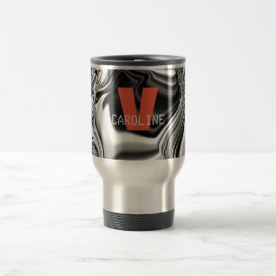 Elegantes Mit Monogramm Silver Chrome Muster Reisebecher