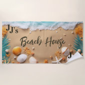 Elegantes Mit Monogramm Simple Beach House Strandtuch (Vorderseite)