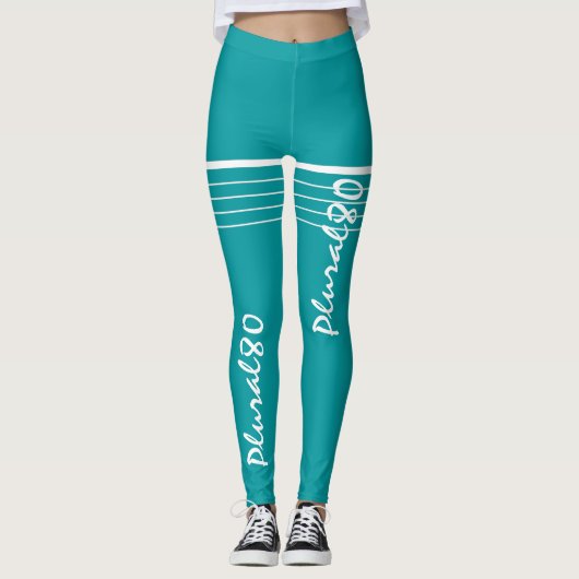 Elegantes mit Monogramm Training in Blau Leggings (Vorderseite)