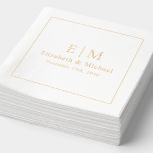 Elegantes Mit Monogramm Typografie-Skript Hochzeit Servietten Mit Folie