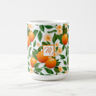 Elegantes Mit Monogramm Valencia Orange und Blosso Kaffeetasse