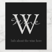 Elegantes Mit Monogramm Weinetikett (Einzelnes Label)