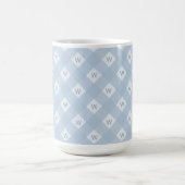 Elegantes Mit Monogramm, weißes, kariertes Muster Kaffeetasse (Mittel)