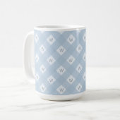 Elegantes Mit Monogramm, weißes, kariertes Muster Kaffeetasse (Vorderseite Links)
