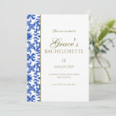 Elegantes Mittelmeer Bachelorette Einladung (Stehend Vorderseite)
