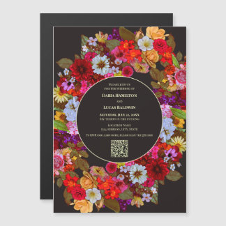 Elegantes Mixed Blume Arrangement - QR Code Weddin Magneteinladung