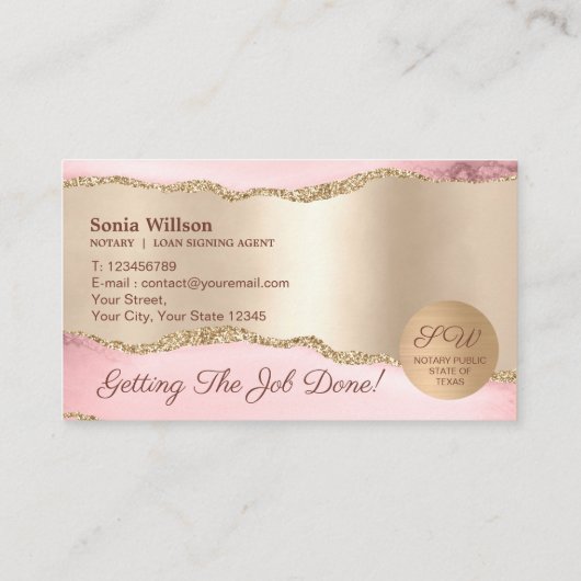 Elegantes Mobile Notary & Loan Signing Agent Law Visitenkarte (Rückseite)