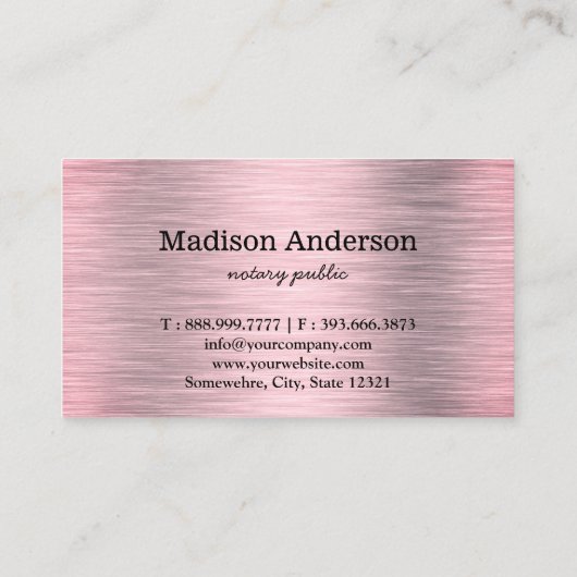 Elegantes Mobile Notary Quill Gold Brushed Metal Visitenkarte (Rückseite)