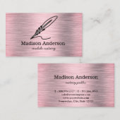 Elegantes Mobile Notary Quill Gold Brushed Metal Visitenkarte (Vorne/Hinten)