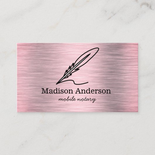 Elegantes Mobile Notary Quill Gold Brushed Metal Visitenkarte (Vorderseite)