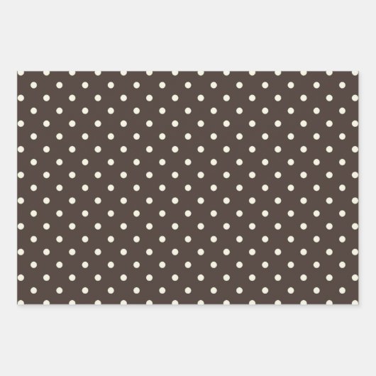 Elegantes Mocha Dark Brown & White Polka Dot Muste Geschenkpapier Set (Vorderseite)