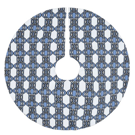 Elegantes Mod Blue Abstrakt Scarab Muster Polyester Weihnachtsbaumdecke (Vorderseite)