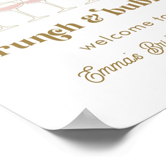 Elegantes Mod Champagne Retro Brautparty Willkomme Poster (Ecke)