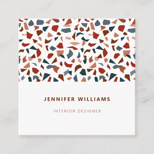 Elegantes Modern Abstraktes Terrazzo Muster Quadratische Visitenkarte (Vorderseite)