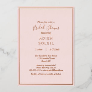 Elegantes Modern Blush Rose Gold Brautparty Folieneinladung