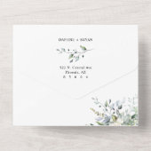 Elegantes Modern Boho Greenery Wedding Foto All In One Einladung (Rückseite)