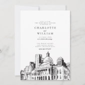 Elegantes Modern Boston Sketch Probe Dinner Einladung (Vorderseite)