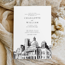 Elegantes Modern Boston Sketch Probe Dinner Einladung