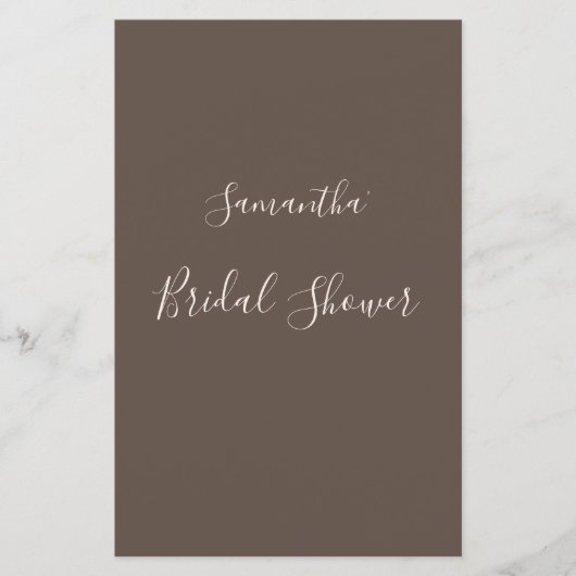 Elegantes Modern Brown Brautparty Game (Vorderseite)