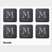 Elegantes Modern Chalkboard Monogram Fevor Label Quadratischer Aufkleber (Blatt)