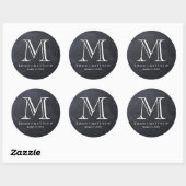 Elegantes Modern Chalkboard Monogram Fevor Label Runder Aufkleber (Blatt)