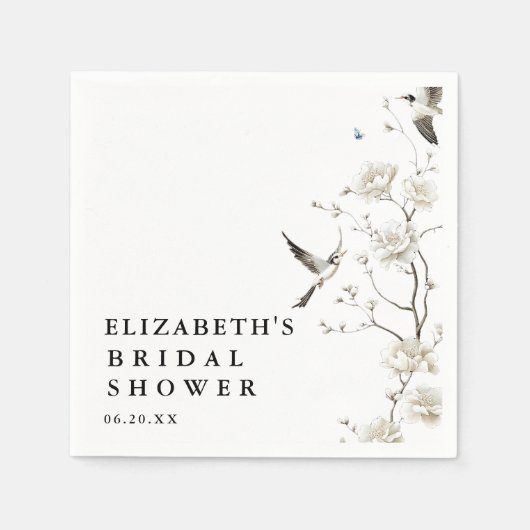 Elegantes Modern Chinoiserie Brautparty Serviette (Vorderseite)