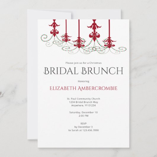 Elegantes Modern Christmas Bridal Brunch Einladung (Vorderseite)