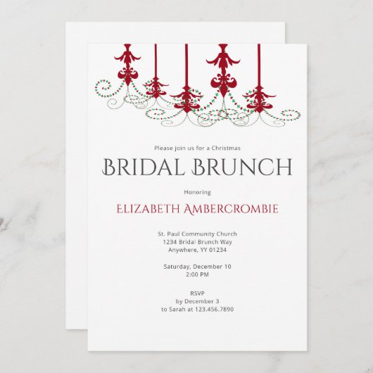 Elegantes Modern Christmas Bridal Brunch Einladung (Vorne/Hinten)
