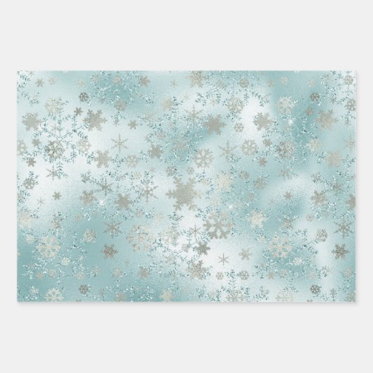 Elegantes Modern Christmas Snowflake Muster Geschenkpapier Set (Vorderseite 3)