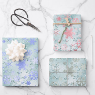 Elegantes Modern Christmas Snowflake Muster Geschenkpapier Set