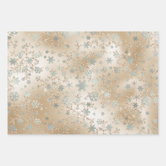 Elegantes Modern Christmas Snowflake Muster Geschenkpapier Set (Vorderseite 3)