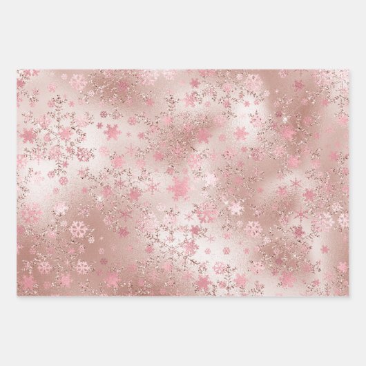 Elegantes Modern Christmas Snowflake Muster Geschenkpapier Set (Vorderseite)