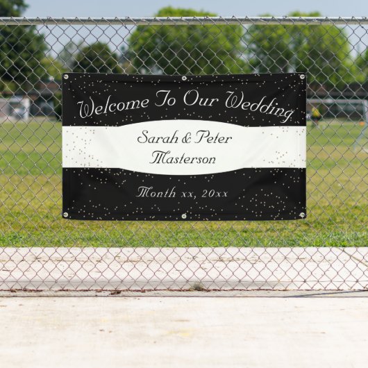 Elegantes Modern Confetti Gold Wedding Banner (Insitu)