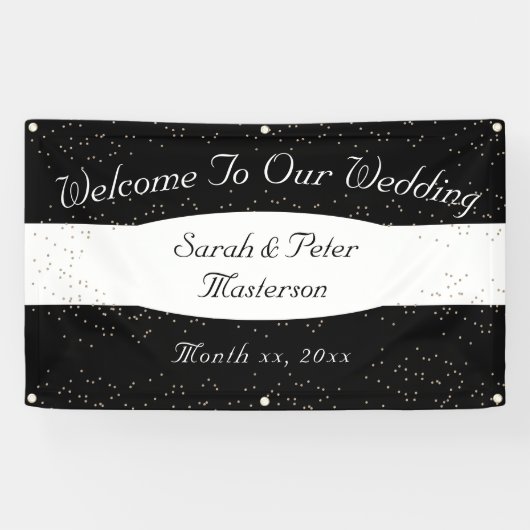 Elegantes Modern Confetti Gold Wedding Banner (Horizontal)