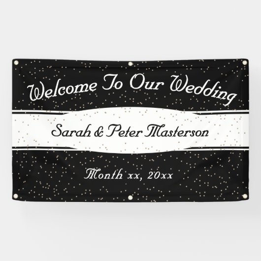 Elegantes Modern Confetti Gold Wedding Banner (Horizontal)