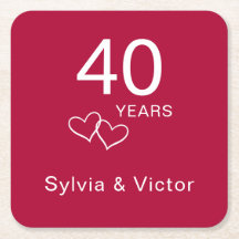 Elegantes Modern Custom Ruby 40-jähriges Party