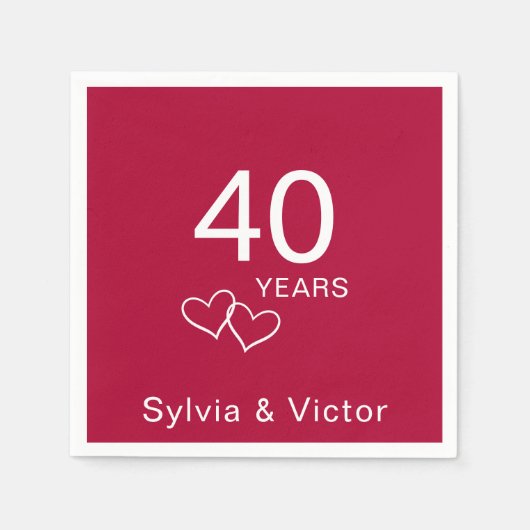 Elegantes Modern Custom Ruby 40-jähriges Party Serviette (Vorderseite)