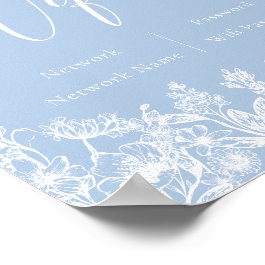 Elegantes Modern Dusty Blue Wildblume Wifi Zeichen Poster (Ecke)