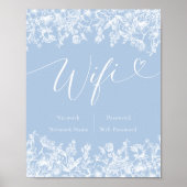 Elegantes Modern Dusty Blue Wildblume Wifi Zeichen Poster (Vorne)