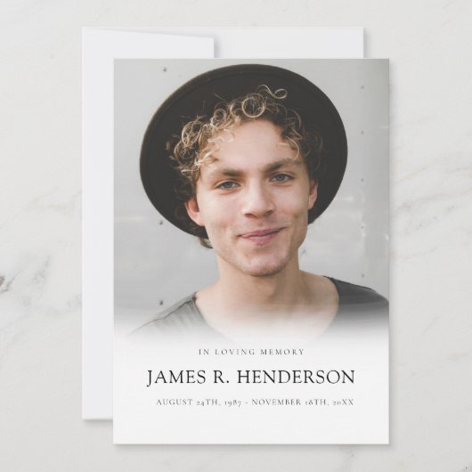 Elegantes Modern Foto Beileid Gedenkfeier Beerdigu Dankeskarte (Vorderseite)