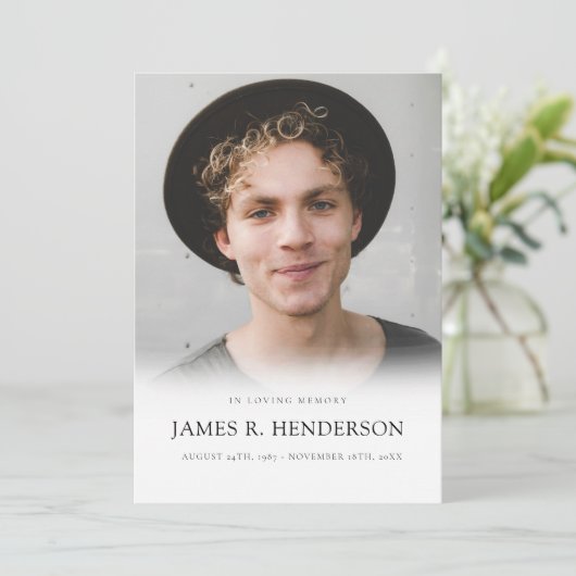Elegantes Modern Foto Beileid Gedenkfeier Beerdigu Dankeskarte (Stehend Vorderseite)