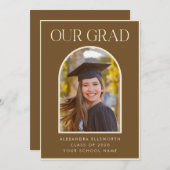 Elegantes Modern Foto Brown Arch Abschluss Announc Ankündigung (Vorne/Hinten)