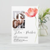 Elegantes Modern Foto Poppy Red Wedding Einladung (Stehend Vorderseite)