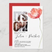 Elegantes Modern Foto Poppy Red Wedding