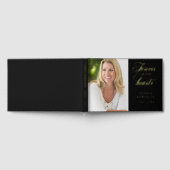 Elegantes Modern Foto Schwarze Beerdigung Gedenkst Gästebuch (Voll)